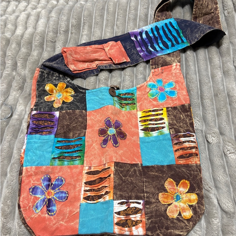 Vibrant Floral Patchwork Shoulder Bag